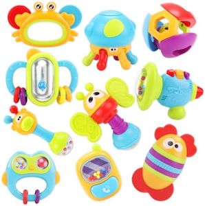 KaeKid Baby Rattles Toys Set, Infant Grab Shake Rattle Toys 6-18 Months, Sensory Teether Toy, Early Development Learning Music Toy, Newborn Birthday Gifts for 3-18 Months Baby Boy Girl (Big Size)