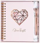 Pink Hardcover Notebook Journal with Pen Set by Maddie + Mel Designs - Cute Spiral Notebook Dream Journal for Women and Teen Girls - Perfect Office or School Notebook – Diary with Pen Gift Set – Cute Journals Set with Diamond Pen