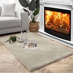 Luxe Home Ruffle Floor Rug Rabbit Fur 1000 Gsm Living Room Foot Mats Anti Skid Water Absorbent Easy Machine Washable Rug for Bedroom | Floor | 3 X 5 Ft | Beige | Pack of 1