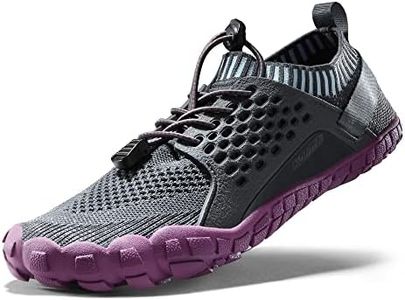 NORTIV 8 Womens Barefoot Water Sports Shoes - Outdoor Athletic Pool Swim Hiking Aqua Shoes, Grey/Purple - 5 (Treklady-2)