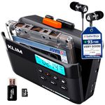 KLIM K7 Cassette Tape Player - Cassette to MP3 Converter - Portable Cassette Player - Tape Recorder with Built-in Microphone & Speaker - Rechargeable Battery - Earphones - 16GB SD Card - Black-Orange
