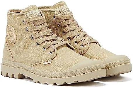 Palladium Men's Pampa Hi Boot, Vegan Canvas Lace Up Boot, Sahara/Safari, 7