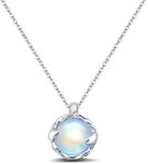 Circle Moonstone Necklace Blue Gems