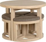 Seconique Cambourne Stowaway Dining Set in Sonoma Oak Effect Veneer/Brown Linen Fleck