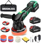 LULYDAY 21V Cordless Buffer Polisher, 5 & 6 inch Car Buffer Polisher with 15mm Random Orbital, w/ 2 X 4.0Ah Batteries, 6 Variable Speed Dual Action Buffer Polisher for Car Detailing/ Waxing/ Polishing