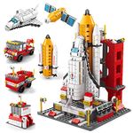 Space Exploration Shuttle Building Toys, 6-in-1 Rocketship STEM Toys for 6 8 9 10 11 12 Year Old, Aerospace Model with Rocket and Launcher Building Block Kit Best Gift for Boys