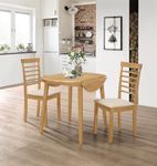 Hallowood Furniture Ledbury Small Round Dining Table and Chairs Set 2, Wooden Drop Leaf Table & Chairs with Padded Seat, Folding Table and Chairs in Oak Finish, Dining Table Set