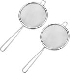 MEDILOE 2 Pcs 304 Stainless Steel Tea Strainer (8cm + 8cm) Size Tea Strainer Fine Mesh with Non Slip Handle Tea Strainers for Loose Tea Cocktail Juice Flour Spices