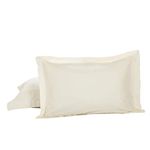 TODAY'S HOME Tailored Bed Pillow Shams, Cotton Blend Design, Standard, Ivory, 2-Pack