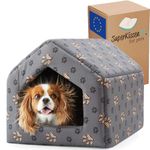 Superkissen24. Cat and Dog Cave Bed - Covered Dog Bed - Waterproof Indoor Dog House - Pet Nest - Bed Igloo for Small Medium and Large Dogs and Cats - OEKO-TEX Certificate - 50x64x45 cm - Gray Paw