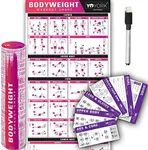 YoYork Workout Posters for Body-weight Training Exercise - Laminated Home Gym Workout Poster with 10 Workout Cards - 17" x 45"