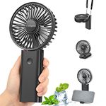 Timiyou Handheld Fan, Portable Hand Held Fan with 3 Speed, Mini Hand Fan 3000mAh Battery Operated, USB Rechargeable Foldable Desk Fan for Travel Camping Home Office