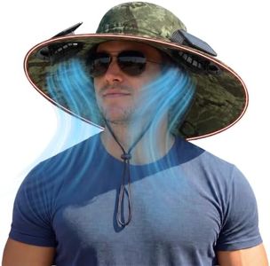 Solar Panel Powered Fan Built in Wide Brim Outdoor Fishing Hat USB Charging Men Ultralight Bucket Sun Shade Cap Yard Garden Work Travel Farmer Landscaping Sunshade River Boat Jungle Bush Aussie UPF