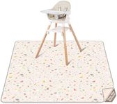 CLYMENE Splat Mat for Under High Chair | 51x51 Inch Anti-Slip Baby Splash Mat | Waterproof & Washable Spill Mat for Highchair Floor and Infant Play (Terrazzo Treasure)