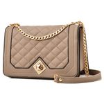 Myhozee Small Crossbody Bags for Women, Quilted Lightweight Shoulder Bag Fashion Leather Purses Designer Satchel Handbags, Khaki