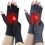 Kecartu 2 Pairs Compression Gloves for Rheumatoid Arthritis, Osteoarthritis, Carpal Tunnel Pain, Fingerless Arthritis Hand Gloves for Women Men Support Work&Computer Typing (Pure Black+Black,Medium)