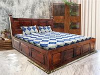 ROOTWOOD A Beautiful King Bed for Bedroom, sheesham Wood King Bed Furniture, DIY(Do-It-Yourself) King Size cot for Living Room, Polished, with Storage 15mm Plywood