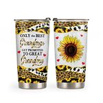 64HYDRO 20oz Grandma Gifts, Gifts for Grandma, Nana, Mimi, Gifts for Mom, Inspirational Birthday Gifts for Grandma, Cool Gifts, Sunflower Grandma Tumbler Cup, Insulated Travel Coffee Mug with Lid