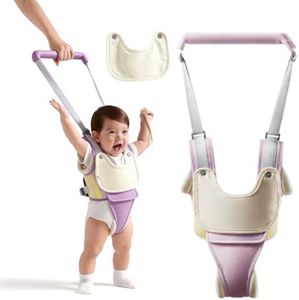 Baby Walking Harness with Removable Drool Towel, Walking Helper Harness for Toddlers, Handheld Belt – No Bending for Parents, Walking Assistant & Trainer for 9-24 Months Old (Purple)