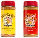 Meat Church Honey Hog BBQ Rub Combo: Honey Hog (14 oz) and Honey Hog Hot (13 oz) BBQ Rub and Seasoning for Meat and Vegetables, Gluten Free, One Bottle of Each