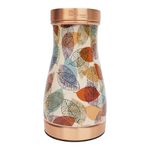 The Better Home Pure Copper Water Bottle 950ml | With Copper Glass in Lid | Handmade Ayurvedic Tamba Jug | Antibacterial | Elegant Design | Bedside & Kitchen Use | Gift Option | Foliage