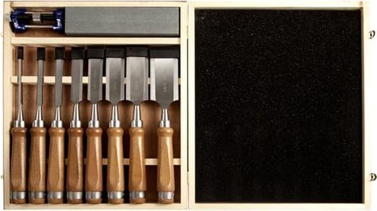 10 Pieces Wood Chisel Set, 1/4"~2" Woodworking Chisel Kit with Sharp CR-V 60 Steel Blades, Wooden Box, Honing Guide, Sharpening Stone for Carpenter Craftsman Woodworker