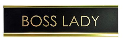 Signs ByLITA Boss Lady Black Gold Novelty Desk Sign