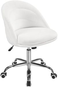 Yaheetech Sedia da Scrivania Ufficio Bianca Senza Braccioli in Velluto con Ruote Girevole Altezza Regolabile Ergonomica Schienale Design Capasanta Imbottito Portata 136 KG