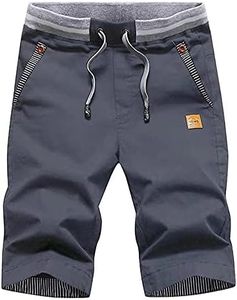 Tansozer Men's Shorts Casual Classic Fit Drawstring Summer Beach Shorts with Elastic Waist and Pockets (Overcast Blue, Small)