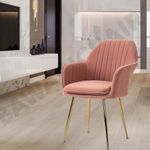 BAWARI Velvet Armchair for Living Room Dining Room Accent Chair with Golden Lag for Bedroom Home Upholstered Seat Lounge Chair (Pink)