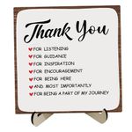 Hiagkmet Thank You Gift 5.9 x 5.9 Inch Wooden Sign Positive Reminder Inspirational Wood Plaque With A Support Frame, Home Office Social Worker Appreciation Gifts For Women Man Desk Table Sign