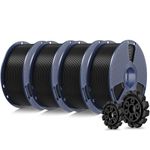 SUNLU PLA+2.0 3D Printer Filament Bundle, 4KG Upgrade PLA+ Filament 1.75mm, Dimensional Accuracy +/-0.02mm, 1KG per Spool, 4 Pack, 4KG Total, Black