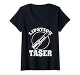 Womens Lipstick Taser Electric Taser V-Neck T-Shirt