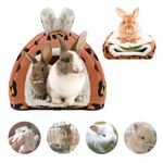 Guinea Pig Bed House, Warm Small Animal Bed Cave Rabbit House Hamster Hideaway with Removable Pad Large Hideout Guinea Pig Bedding Winter Sleeping House for Pet Bunny,Chinchilla,Hedgehog,Ferret (Red)