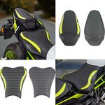 Kacvbei Motorcycle Front Driver Rear Passenger Seat Pillion Cushion Fairing Soft Leather Pad compatible with Ka-wa-sa-ki Z900 Z 900 Z-900 2017 2018 2019 2020 2021 2022 2023 Accessories (Front-Black)