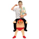 Kids Piggyback Mexican Wrestler Costume Ride On Child Illusion Carry Me Dress Up