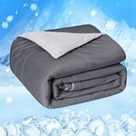 HOMFINE Cooling Comforter Japanese Double-Sided Cold Tech Fabric Cooling Blanket for Night Sweats Hot Sleepers, Q-Max 0.45 Soft Breathable Silk Smooth Lightweight Grey Summer Comforter King