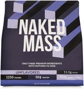 NAKED Mass - Natural Weight Gainer Protein Powder - 12LB Bulk, GMO Free, Gluten Free & Soy Free. No Artificial Ingredients - 1,250 Calories per Serving