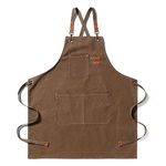 EWIZ Cotton Canvas Apron Adjustable Cross-Back straps with Three Pockets Chef, Artist, Baker, Barista, Bartender, BBQ Aprons for Men and Women