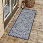 Adiva Rugs Outdoor Indoor Area Rug, Weather Resistant, Easy to Clean, Stain Resistant Floor Mat for Dining Room, Backyard, Deck, Patio (Navy Weiss, 2'6" x 7')