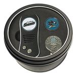 Team Golf NHL San Jose Sharks Gift Set Switchfix Divot Tool, Cap Clip, & 2 Double-Sided Enamel Ball Markers, Patented Design, Less Damage to Greens, Switchblade Mechanism