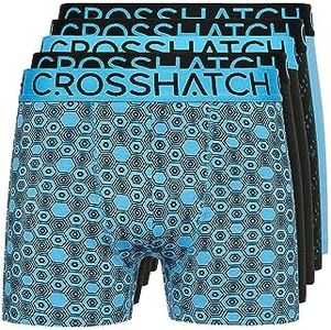 Crosshatch Mens Boxer Shorts (5 Pack) Multicolor Mens Boxer Shorts Mens Gift Set for Boyfriend Boyfriend Husband The Boxer Shorts are available in sizes S, M, L, XL, XXL, Glocomb-blue, Large