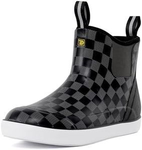 Trudave Deck Boots for Men, Men's Waterproof Insulated Reliable Rain Boots, Anti-Slip Ankle Rubber Boots with High-Traction for Fishing Boating, Size 6-14