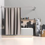 Misounda Shower Curtain Rods L Shape Corner Bracket Need Drilling 90-120x90-120cm Stainless Steel Shower Curtain Angle Rods Bath Rail,With 24Pcs Shower Curtain Rings For Bathroom,Changing Room