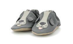 Robeez Unisex Baby Sweety Dog Crib Shoe, GRIS Fonce, 2 UK Child