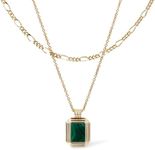 Ana Luisa Gold Layered Necklace Set - Temple Green - 14K Gold Plated Necklace with Emerald Green Pendant - Hypoallergenic, Water-Resistant, Tarnish-Free Jewelry Necklace - Women Gift Ideas