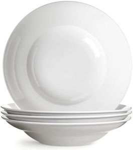 Wareland Large Pasta Bowls, 50 Ounces Big Salad Bowls, 10.7 inch White Soup Bowls, Ceramic Serving Bowl Set of 4, Wide and Shallow Bowls Set, Microwave and Dishwasher Safe