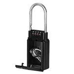 BenRich Key Safe Padlock 4 Digit Combination Lock Box, Outdoor Portable Key Safe Box with Shackle for House Family Realtor Cars Key Storage Share Spare Surfing Keys - Black