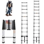 Aluminum Telescoping Portable Extension Ladder 14.4FT Anti-slip Telescopic Ladder Collapsible Ladder Attic Ladder Rv Ladder - Multi-Purpose Lightweight Folding Ladder for Home Outdoor 330lb Capacity