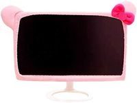 LINXTAR 20''-29'' Computer Monitor Cover with Cat Ear Design Furry Kawaii Pink Monitor Dust Cover Elastic Dustproof for PC Tablet TV